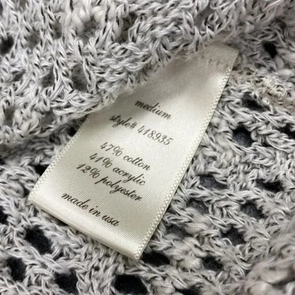 MIAMI WOMEN'S MARBELED BLACK & WHITE LONG SLEEVE CROCHET KNIT‎ SWEATER MEDIUM - Picture 4 of 6